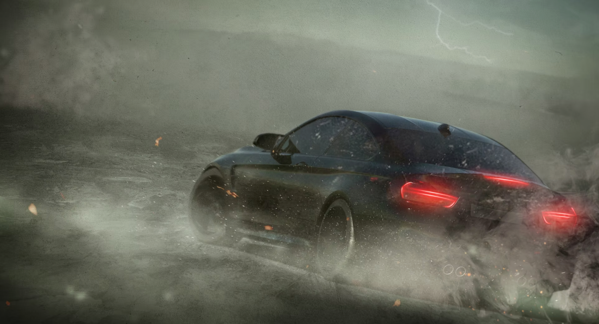 Car drifting in an action scene